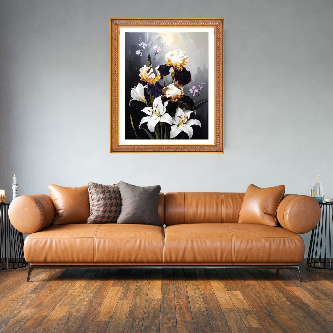 White flowers downloadable wall art print