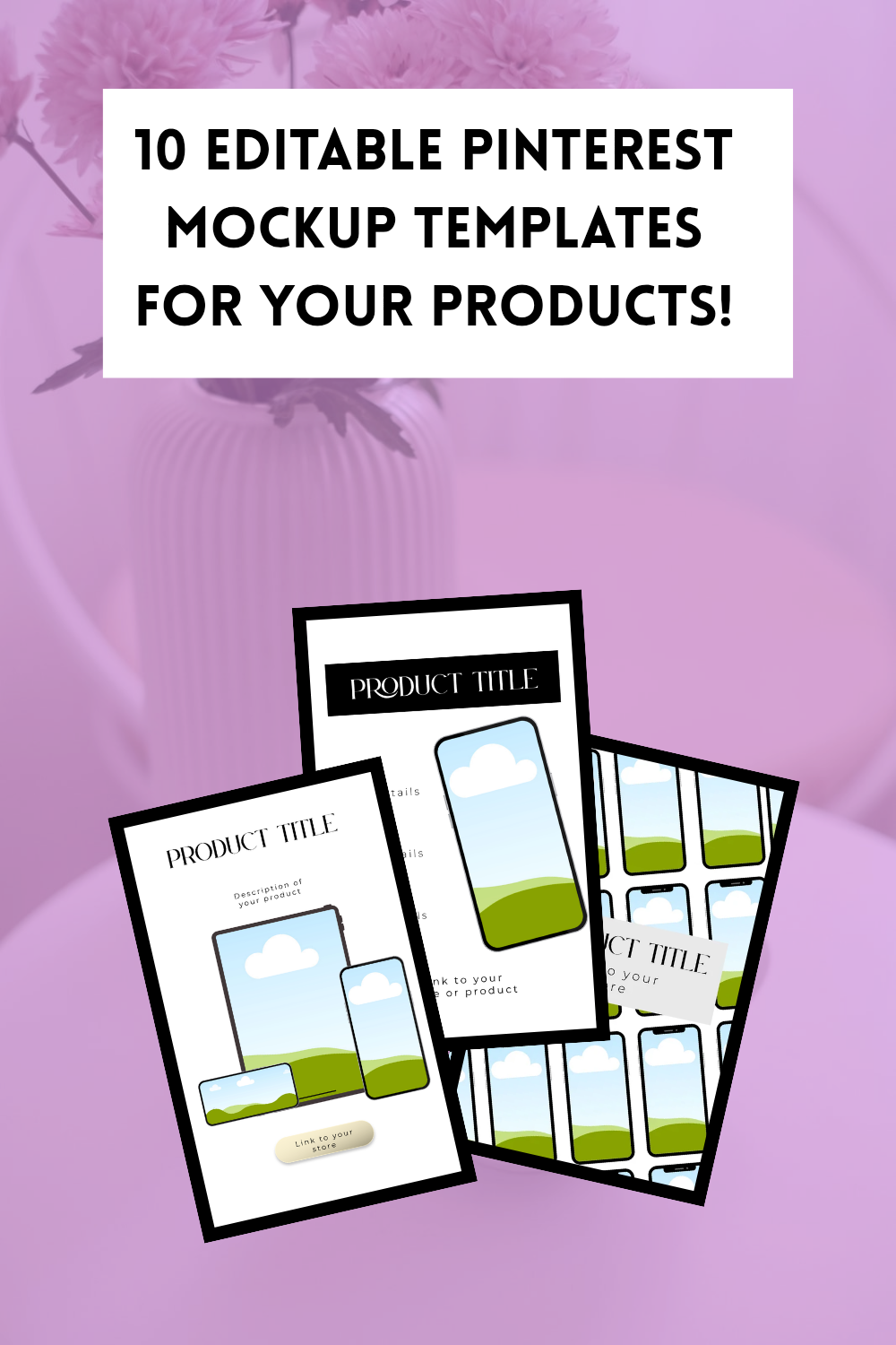 10 Editable Pinterest mockups templates boundle